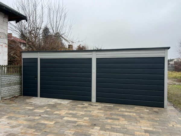 Garaż blaszany jednospadowy podwójny 7m x 5m