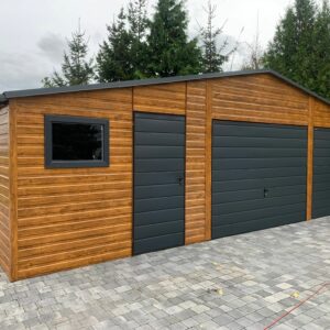 Garaż blaszany podwójny z pom .gospodarczym 9m x 6m